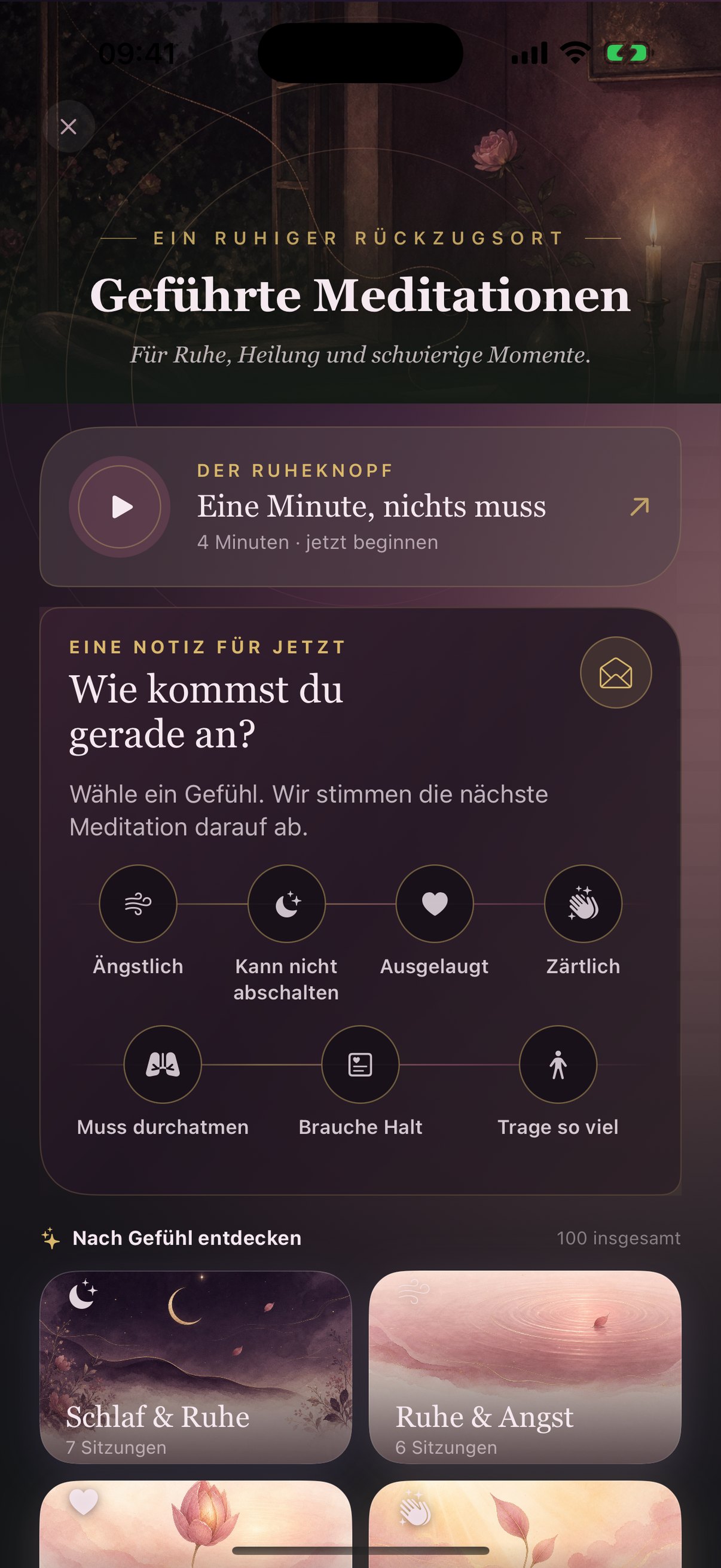 Geführte Meditationen in Mama Bloom mit der Ankunftskonstellation aus sieben Möglichkeiten