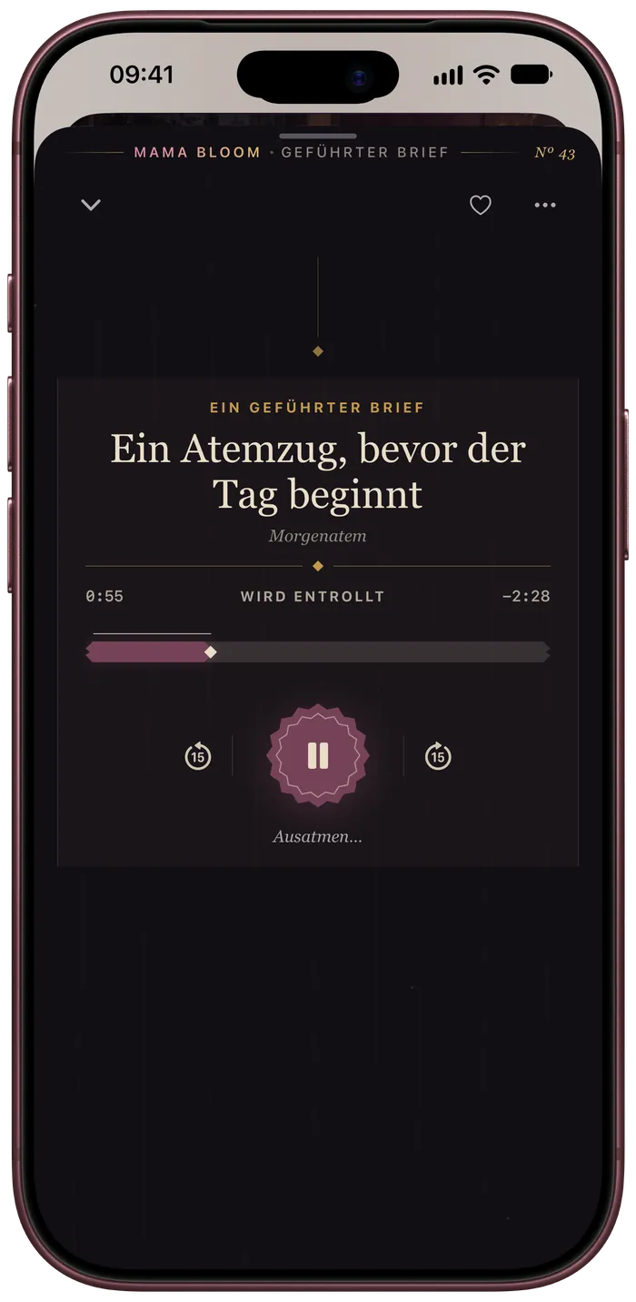 Die Mama Bloom Briefrolle als Meditationsplayer während einer geführten Übung