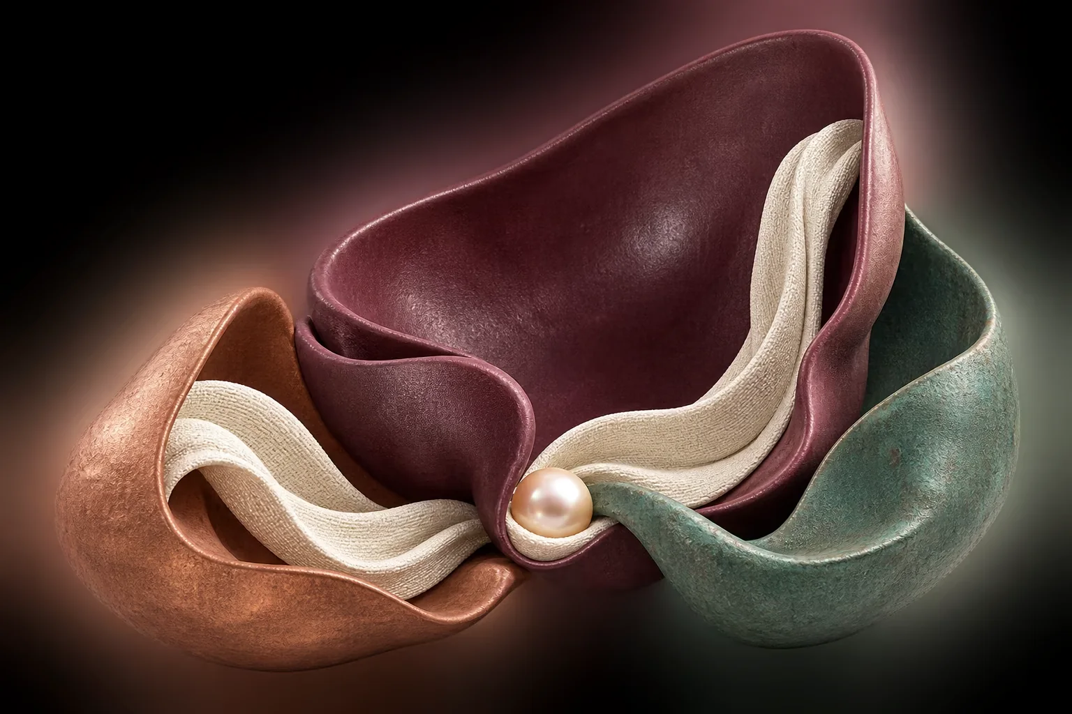 Abstract held forms representing you, support and care meeting around one shared point